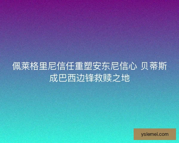佩莱格里尼信任重塑安东尼信心 贝蒂斯成巴西边锋救赎之地