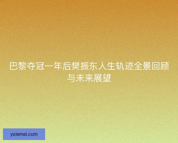 巴黎夺冠一年后樊振东人生轨迹全景回顾与未来展望 巴黎夺冠一年后樊振东人生轨迹全景回顾与未来展望